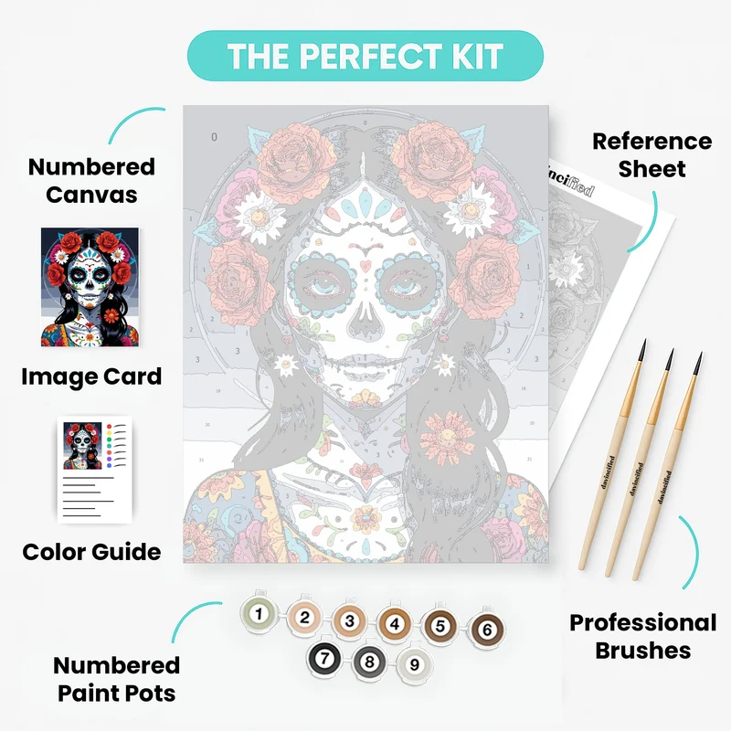 Day of the Dead Floral Crown Portrait - Paint by Numbers Kit