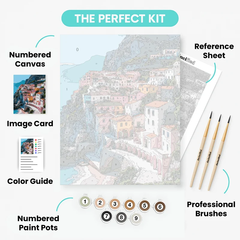 Colorful Coastal Village - Paint by Numbers Kit