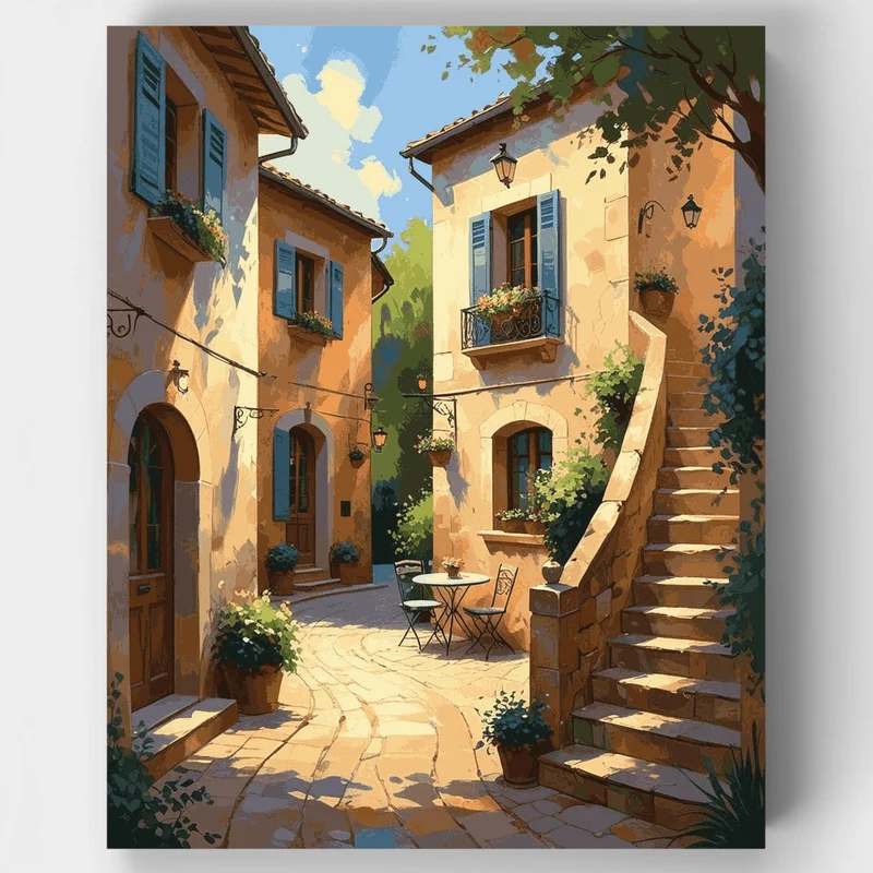 Mediterranean Village Courtyard - Paint by Numbers Kit