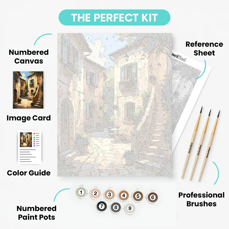Mediterranean Village Courtyard - Paint by Numbers Kit