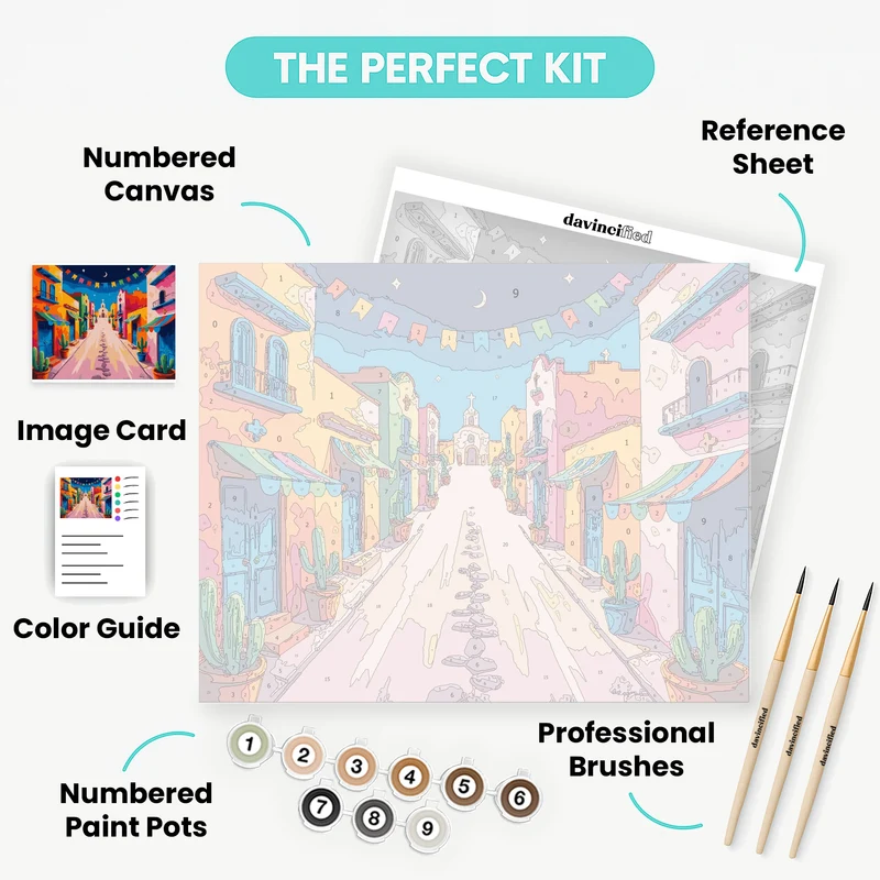 Mexican Village Street - Paint by Numbers Kit