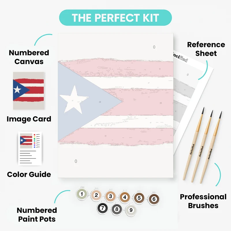 Puerto Rico Flag - Paint by Numbers Kit