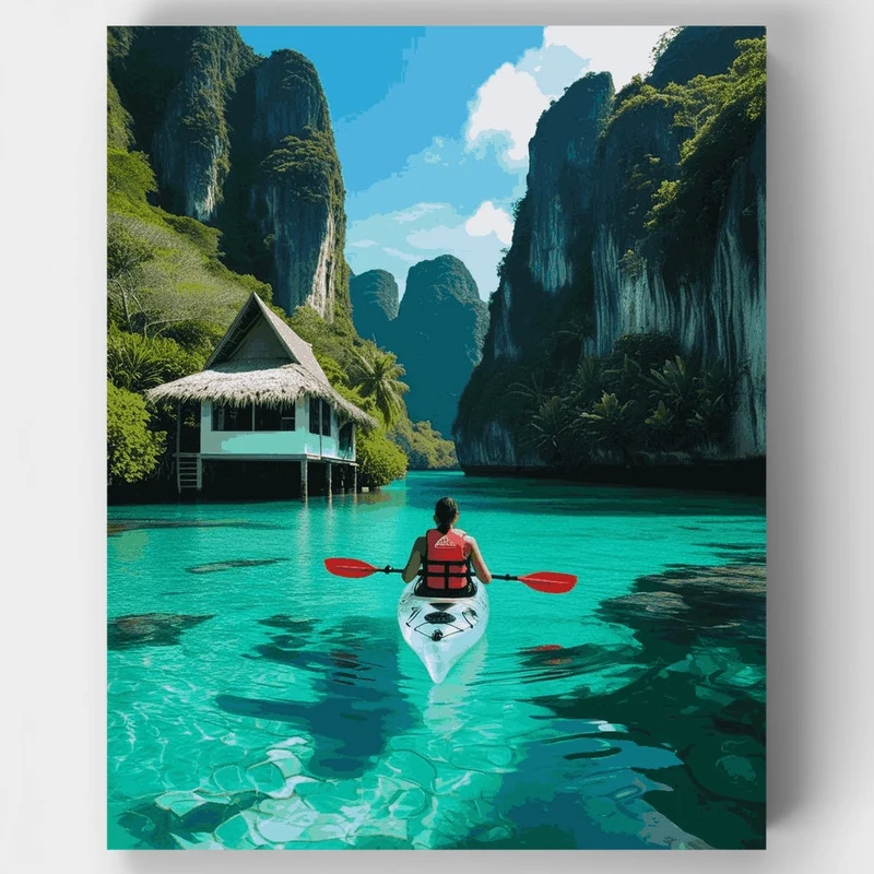 Tropical Paradise Kayaking Adventure - Paint by Numbers Kit
