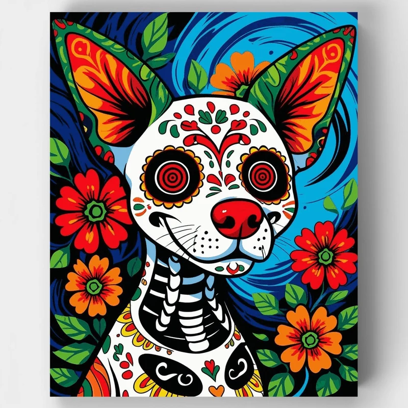 Day of the Dead Chihuahua - Paint by Numbers Kit