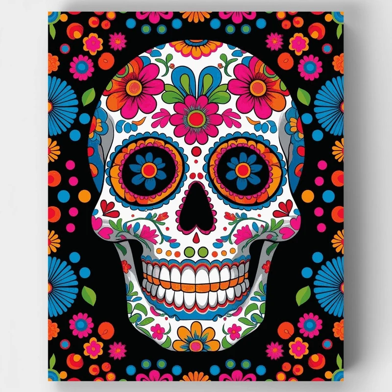 Vibrant Sugar Skull Celebration - Paint by Numbers Kit
