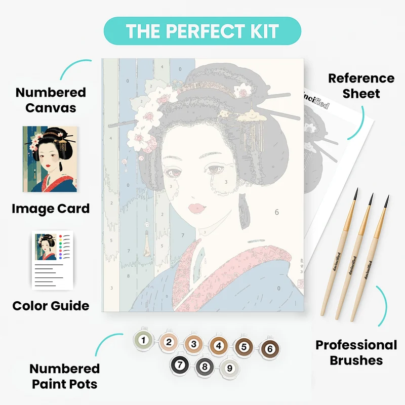 Elegant Geisha Portrait - Paint by Numbers Kit
