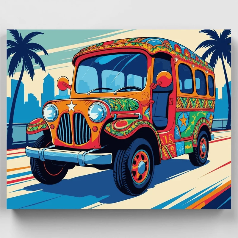 Colorful Jeepney Adventure - Paint by Numbers Kit