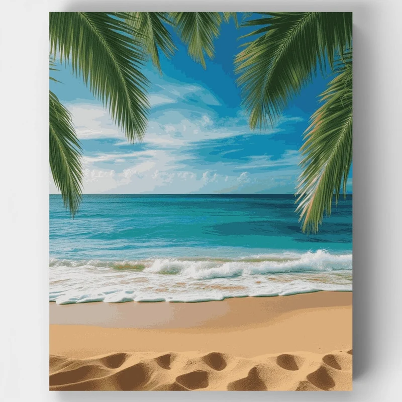 Serene Tropical Coastline - Paint by Numbers Kit