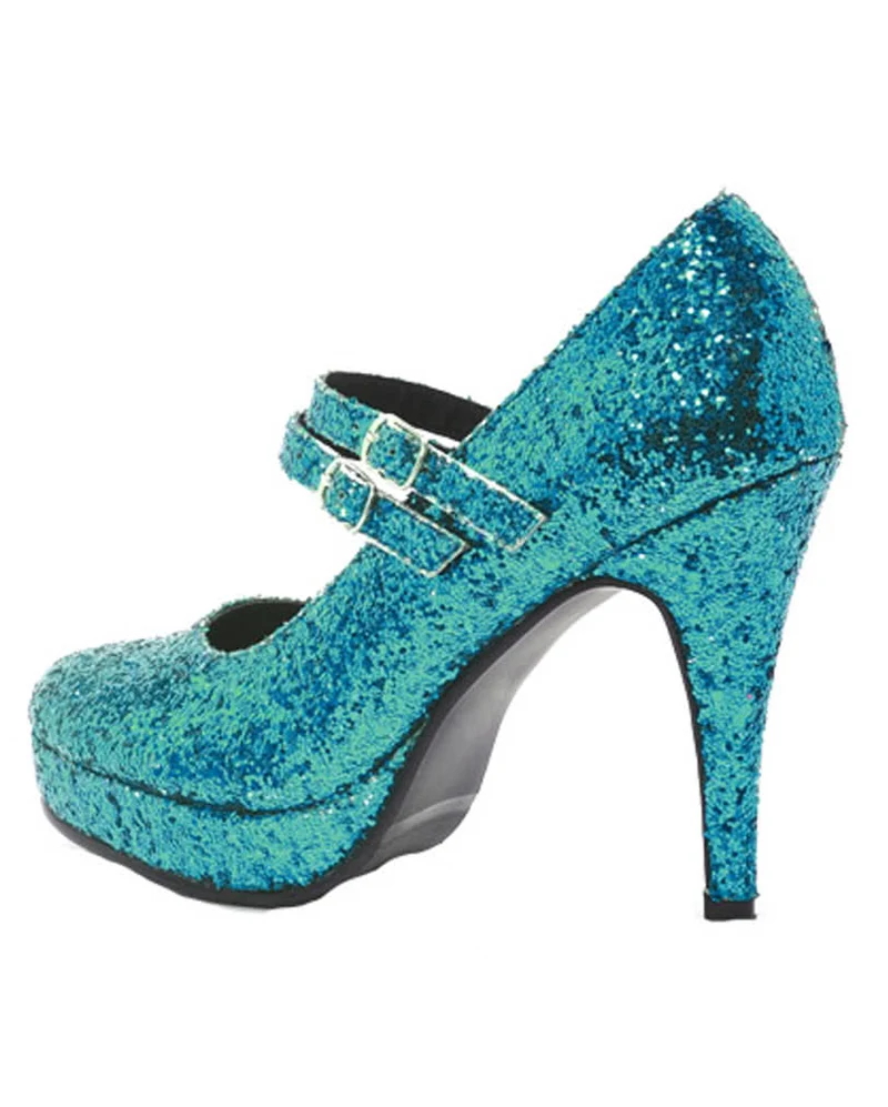 Glitzernde Mary Janes Pumps blau