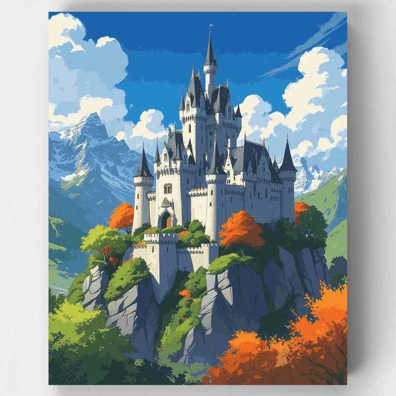 Fairytale Castle in the Mountains - Paint by Numbers Kit