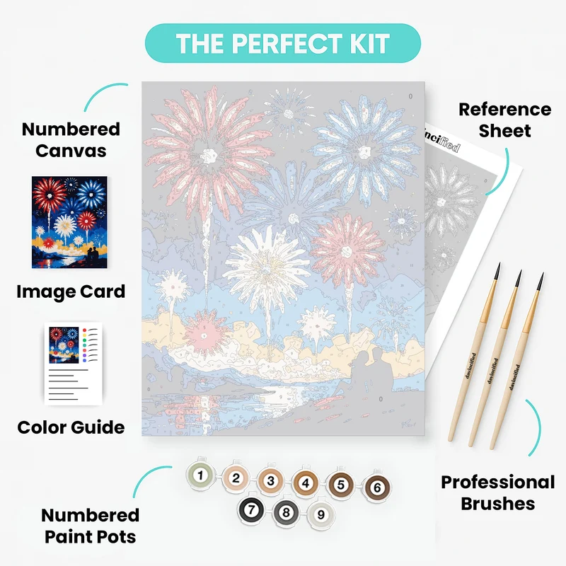 Fireworks Over Lake - Paint by Numbers Kit