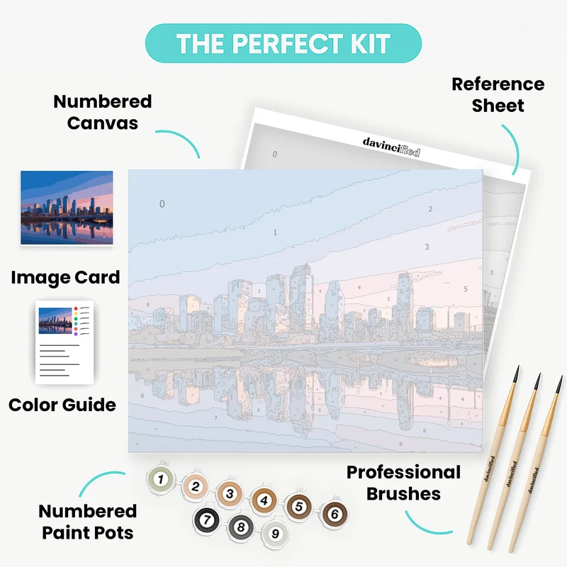 City Skyline Reflection at Sunset - Paint by Numbers Kit