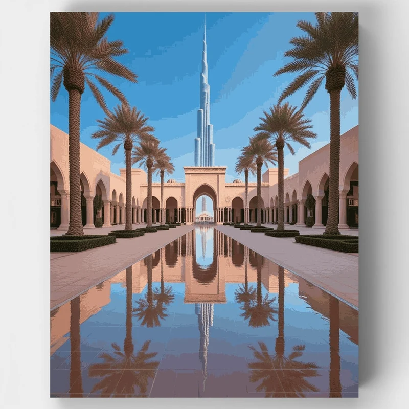 Dubai Burj Khalifa Islamic Architecture - Paint by Numbers Kit
