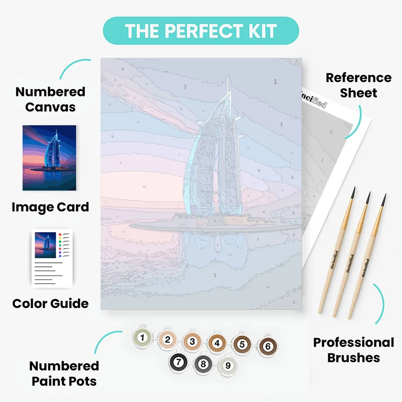 Burj Al Arab Dubai Sunset - Paint by Numbers Kit