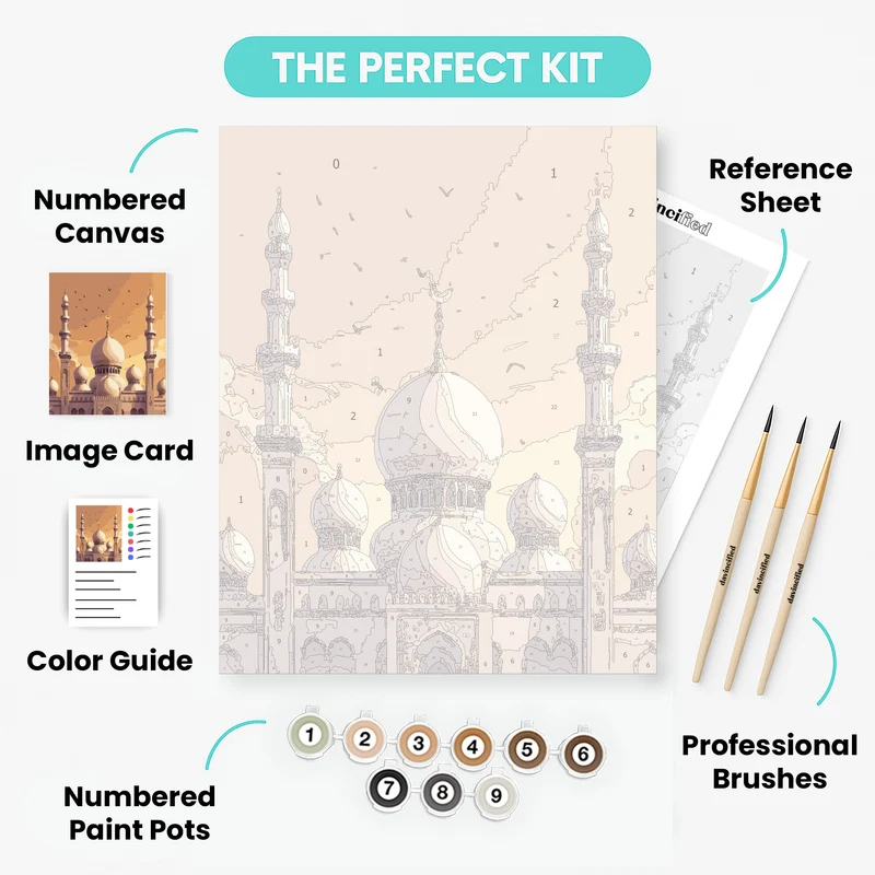 Islamic Architecture with Flying Birds - Paint by Numbers Kit