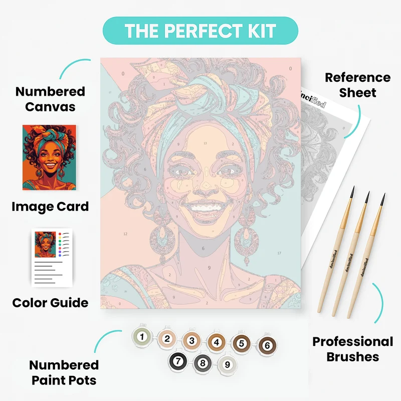 Vibrant African Woman Portrait - Paint by Numbers Kit