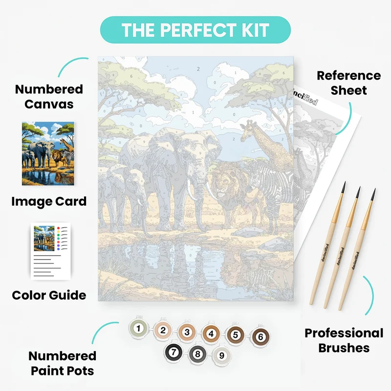 African Safari Animals - Paint by Numbers Kit