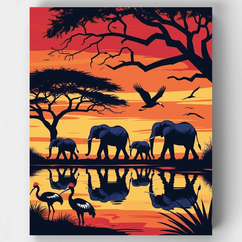 African Safari Sunset - Paint by Numbers Kit