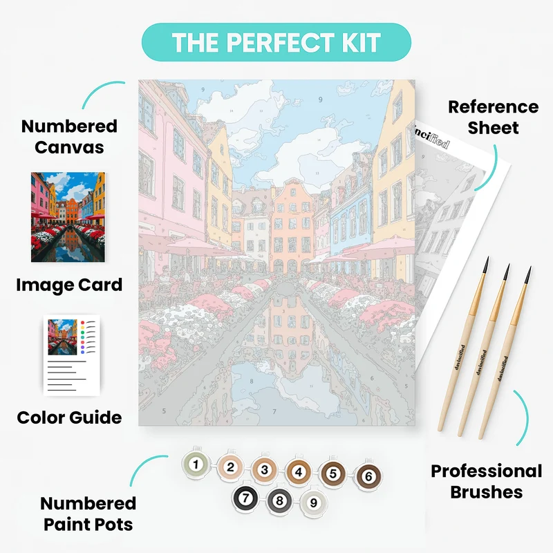 Colorful European Canal Town - Paint by Numbers Kit