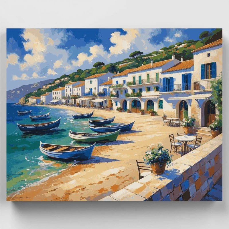 Mediterranean Harbor Village - Paint by Numbers Kit
