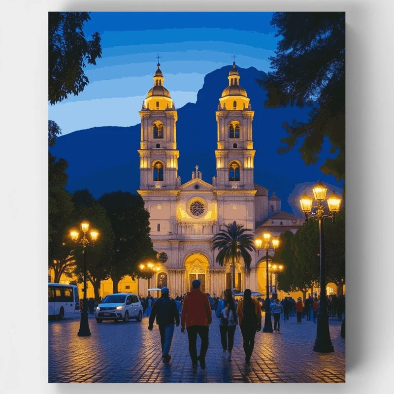 Evening Cathedral Plaza - Paint by Numbers Kit