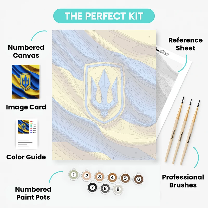 Ukraine Flag with Trident - Paint by Numbers Kit
