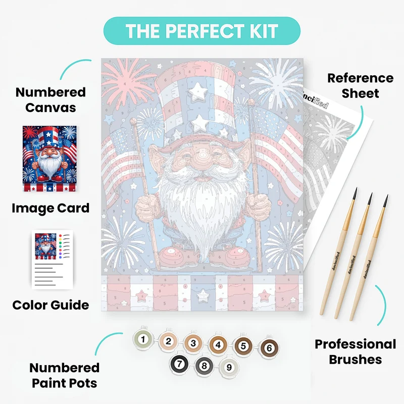 Patriotic Gnome with Fireworks - Paint by Numbers Kit