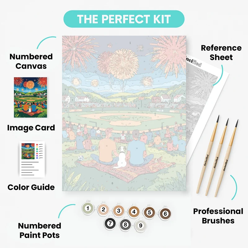Baseball Stadium Fireworks Celebration - Paint by Numbers Kit