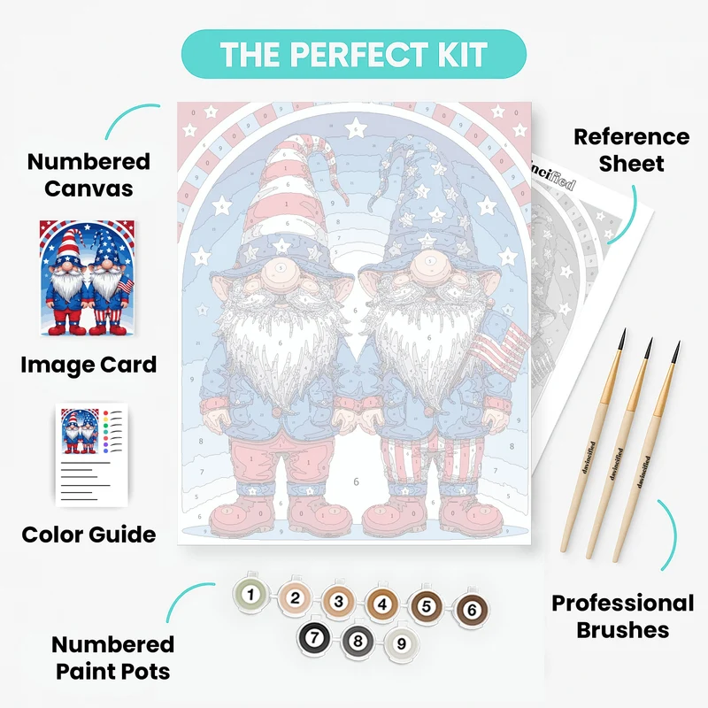 Patriotic Gnomes Fourth of July - Paint by Numbers Kit