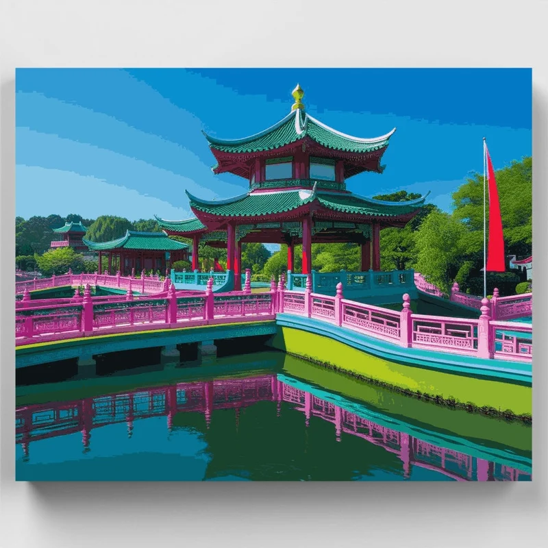 Chinese Pagoda Garden - Paint by Numbers Kit