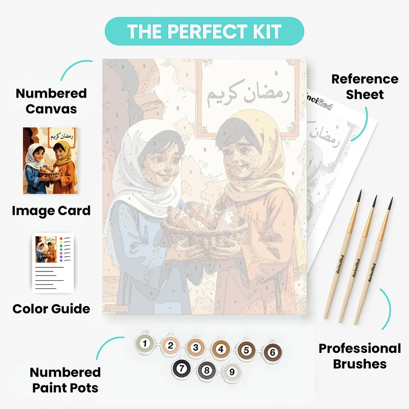 Two Girls Sharing Bread - Paint by Numbers Kit
