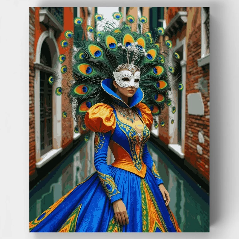 Venetian Carnival Peacock Mask - Paint by Numbers Kit