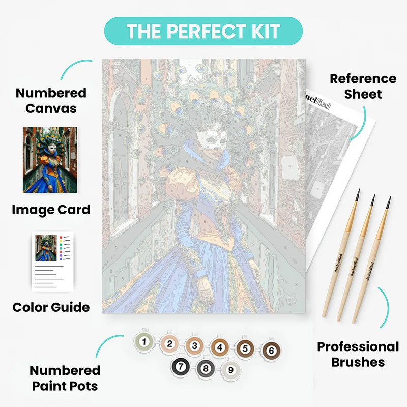 Venetian Carnival Peacock Mask - Paint by Numbers Kit
