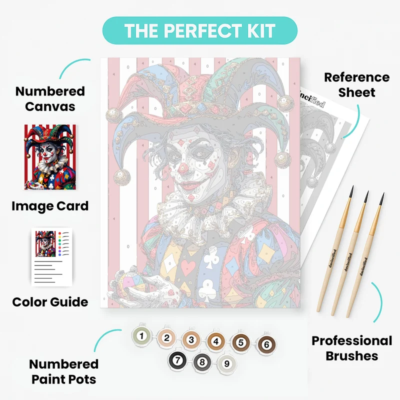 Carnival Jester with Playing Cards - Paint by Numbers Kit