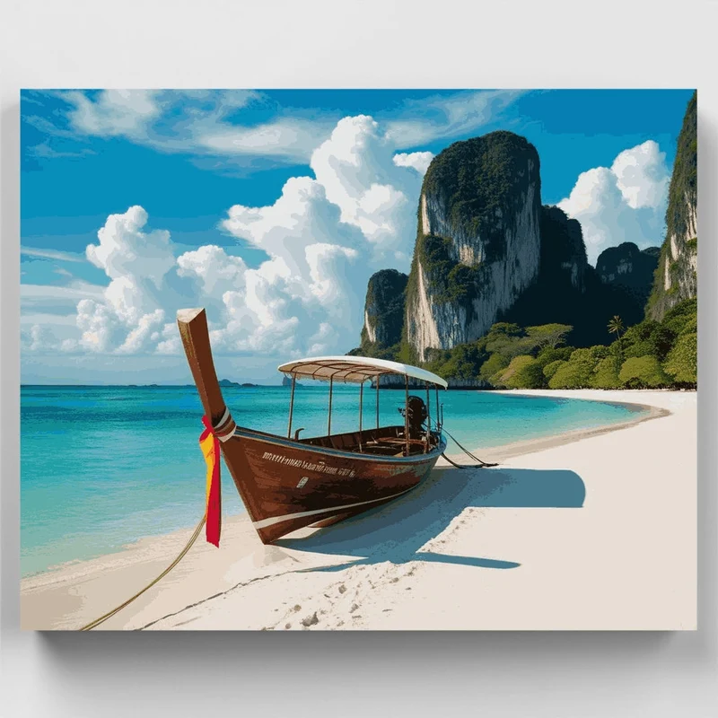 Thai Longtail Boat Paradise - Paint by Numbers Kit