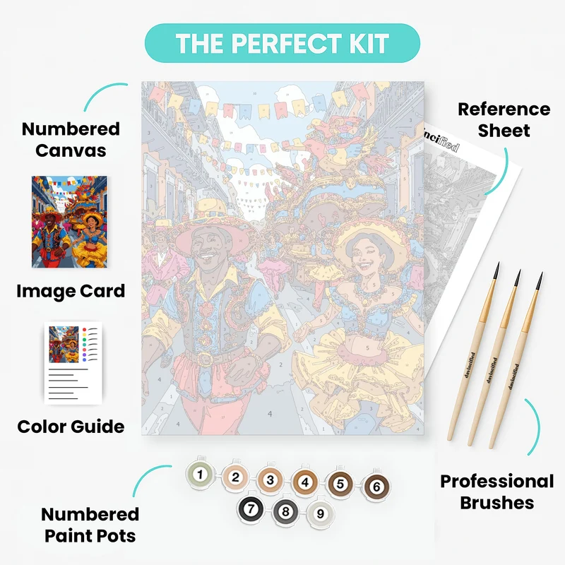 Vibrant Carnival Street Festival - Paint by Numbers Kit
