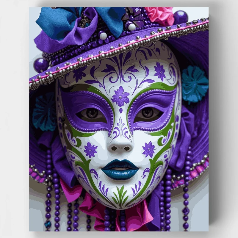 Ornate Purple Carnival Mask - Paint by Numbers Kit