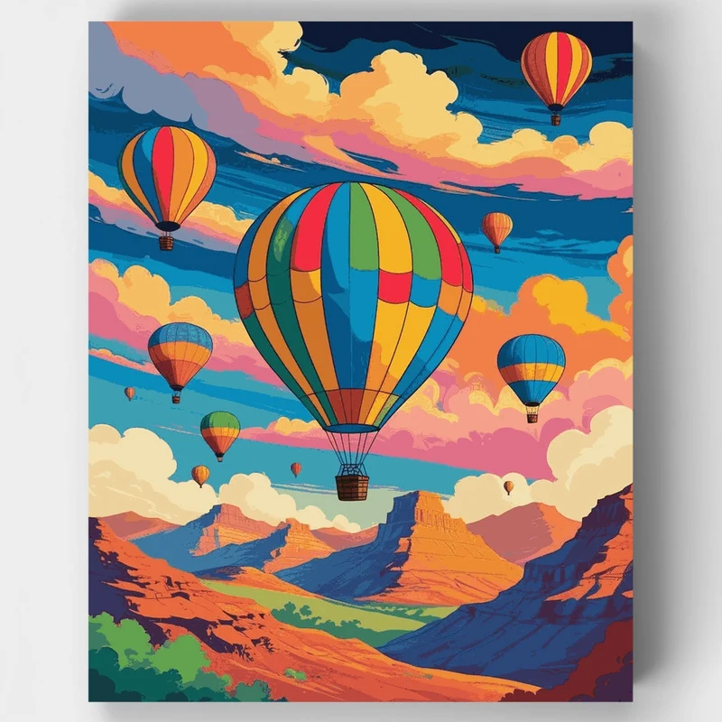 Hot Air Balloons Over Canyon - Paint by Numbers Kit