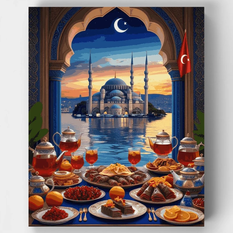 Turkish Mosque Sunset Feast - Paint by Numbers Kit