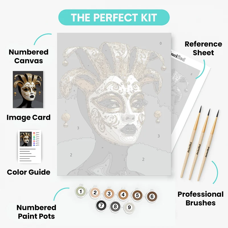 Ornate Venetian Jester Mask - Paint by Numbers Kit