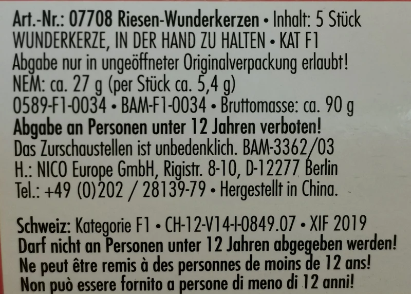 Riesen Wunderkerzen 45 cm