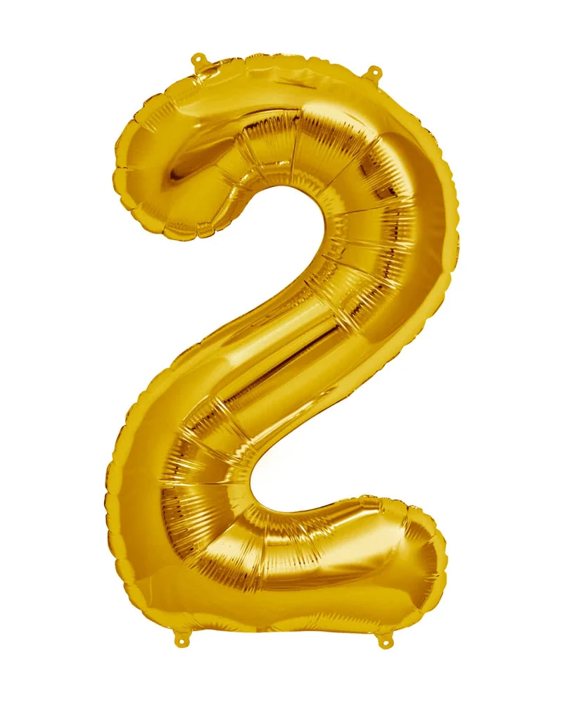 Folienballon Zahl 2 Gold
