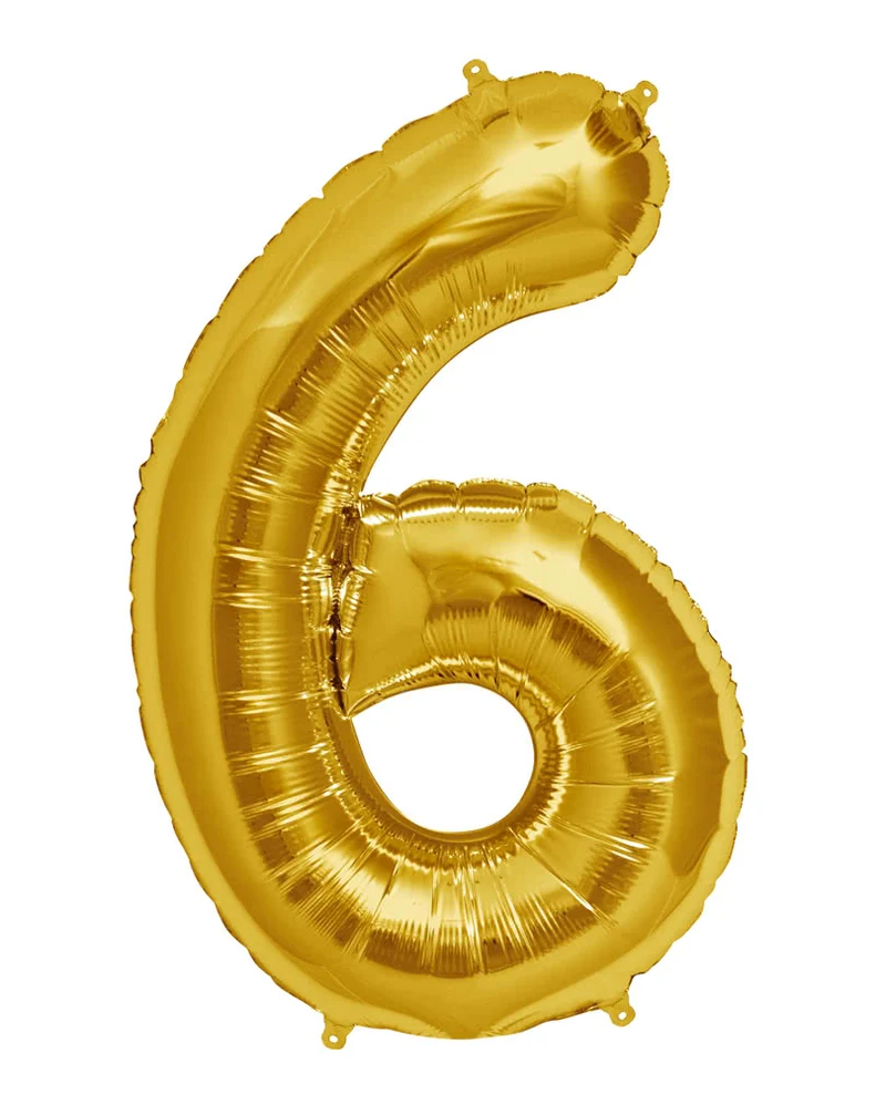 Folienballon Zahl 6 Gold