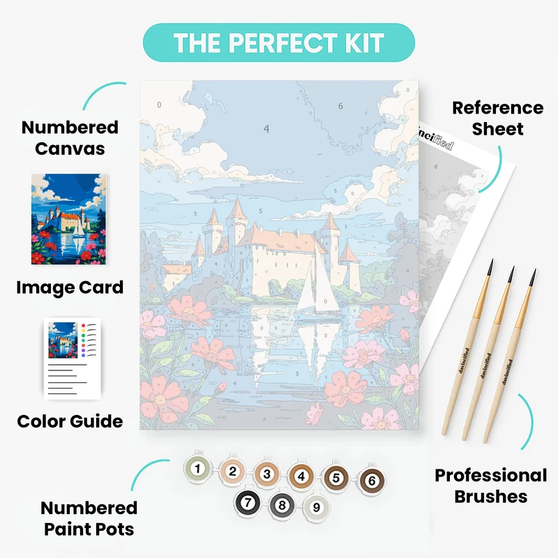 Fairytale Castle by the Lake - Paint by Numbers Kit