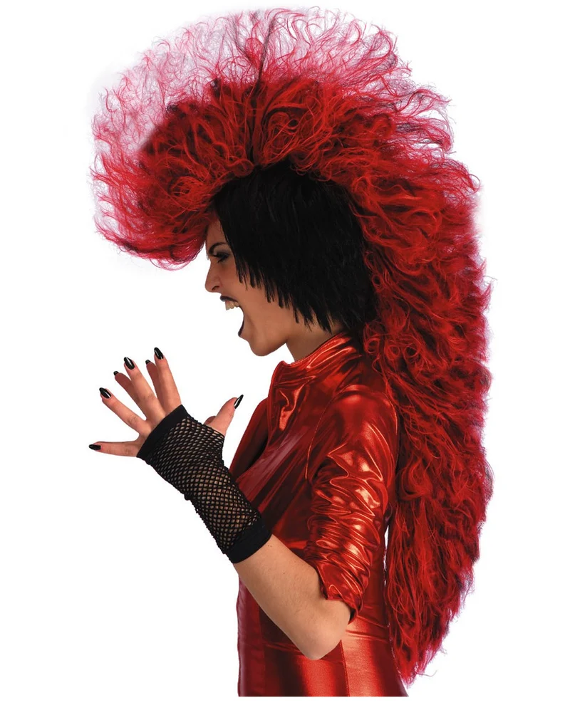 Punk Devil Perücke schwarz rot