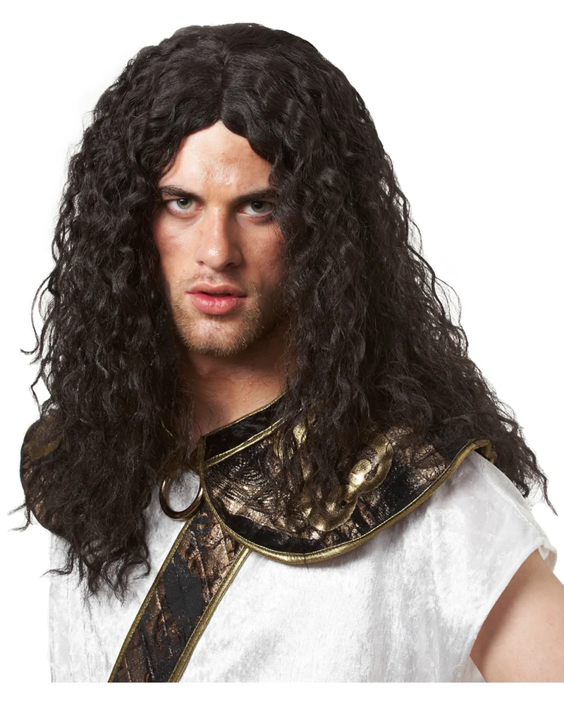 Schwarze Barbaren Perücke mit Locken