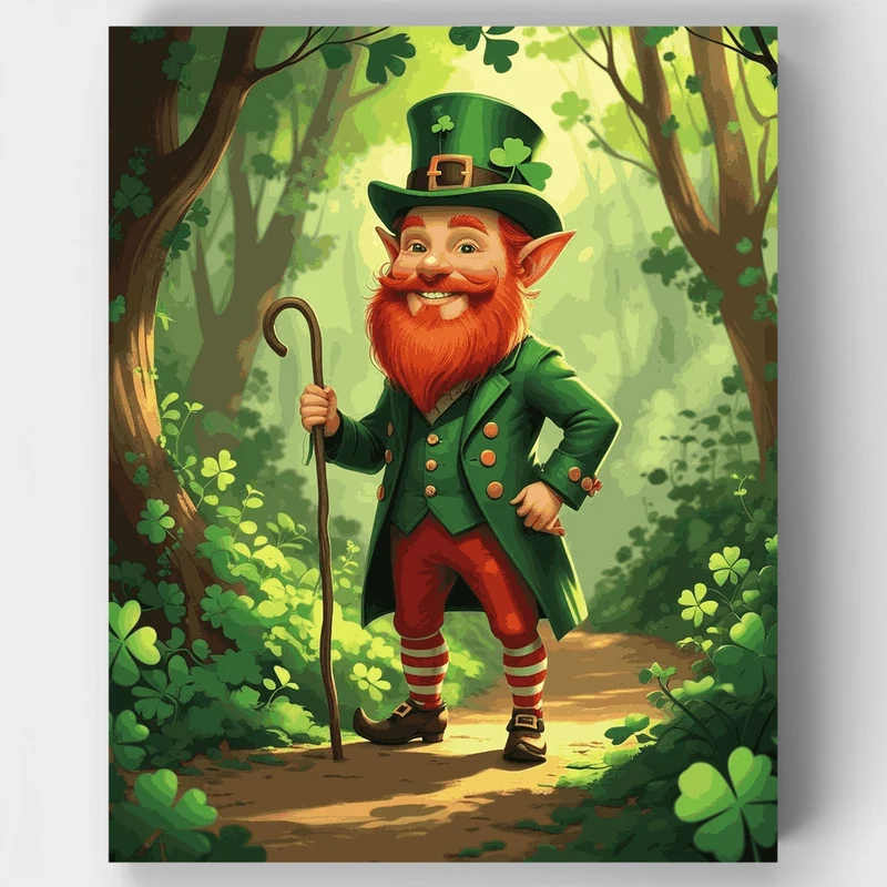 Leprechaun in Enchanted Forest - Paint by Numbers Kit