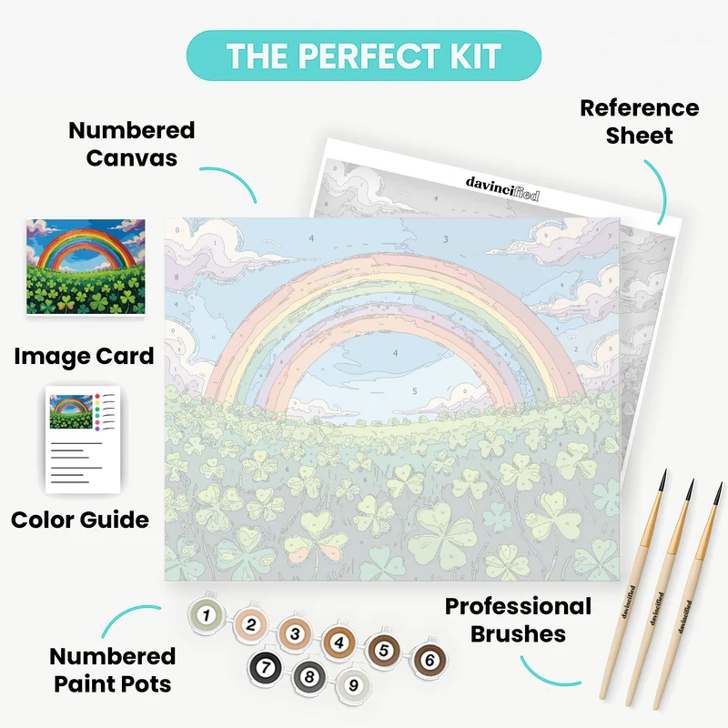 Rainbow Over Clover Field - Paint by Numbers Kit