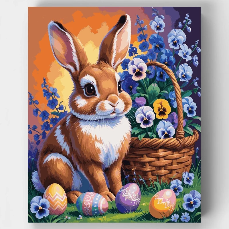 Easter Bunny with Flowers - Paint by Numbers Kit