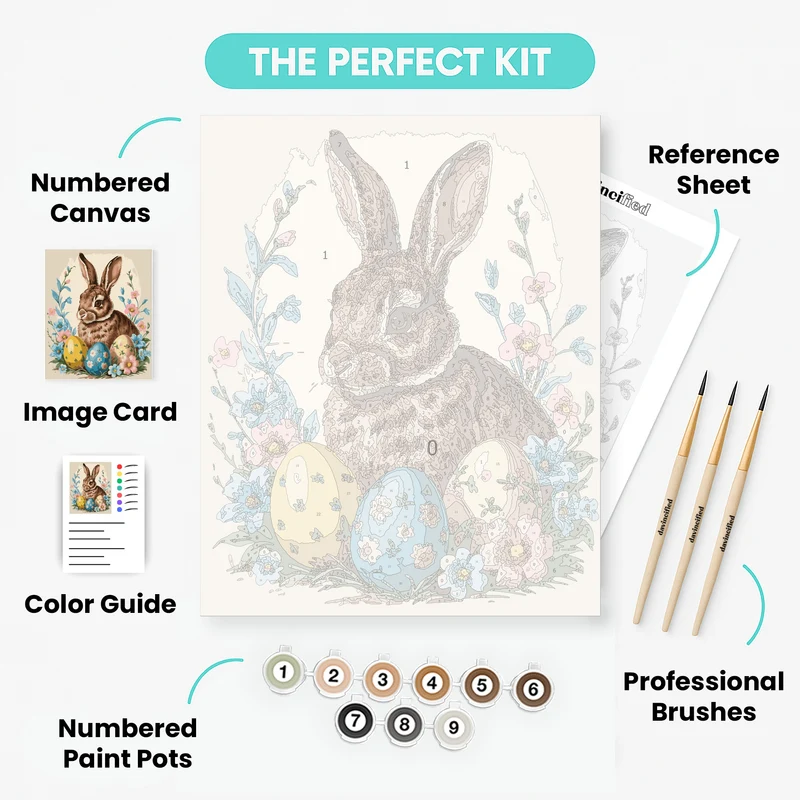Easter Bunny with Decorated Eggs - Paint by Numbers Kit
